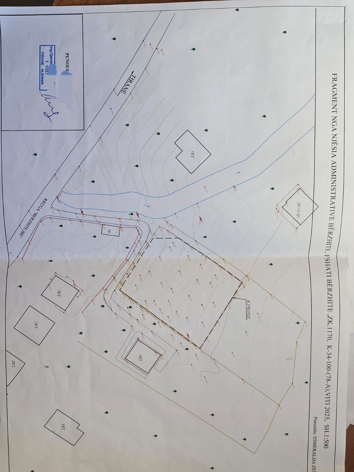 Planimetri Kati — Servisit Pika A (2) — projekt topografik Tiranë